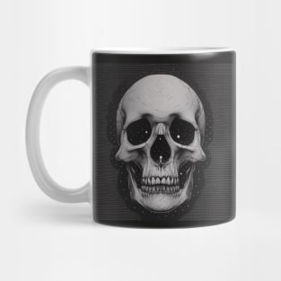 Monochrome Illustration of Skull Mug